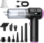Wansimoo Aspiradora de mano para automóvil, 25000 PA, fuerte succión ciclónica, portátil, inalámbrica con pantalla digital, mini aspiradora para automóvil, hogar, oficina, cocina (morado)