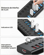 AGEEN, MKI-1200800C8, hub USB 3.2 de 16 puertos, alimentado
