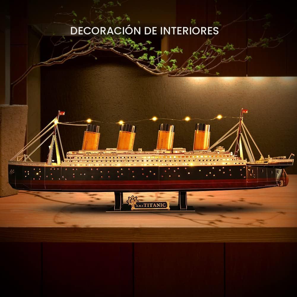 Rompecabezas 3D para adultos, juguetes de Titanic, manualidades para adultos, regalos LED de 36 pulgadas para hombres y mujeres, kits de modelo RMS, regalos para parejas, embarcaciones difíciles, cruceros, relaciones de larga distancia, regalos de decorac