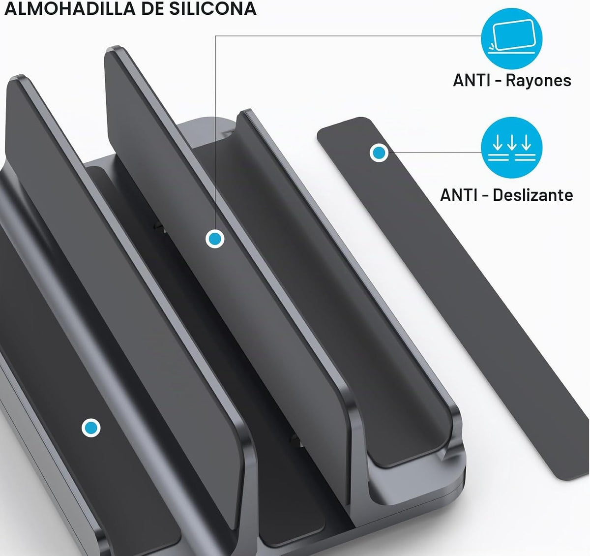 YICOSUN Soporte vertical de aluminio para portátil de 3 ranuras par...