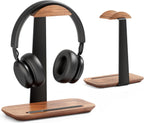 UPERGO Soporte para auriculares de nogal, soporte de auriculares de madera para escritorio, soporte universal para auriculares con base de almacenamiento para juegos, Airpod max, Bose, Razer