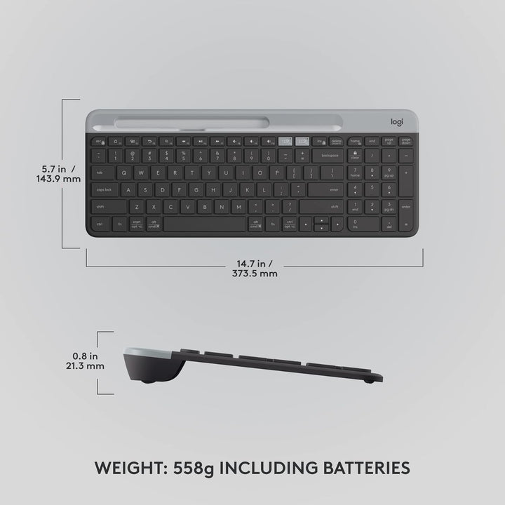 Logitech K585 Teclado inalámbrico delgado multidispositivo, base in...