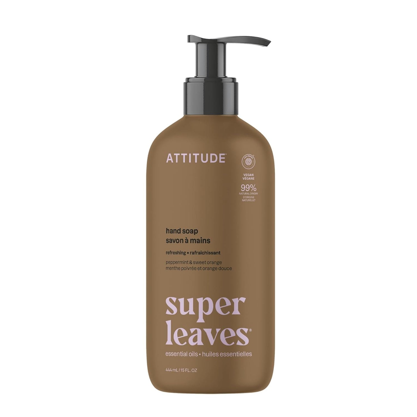 ATTITUDE Jabón líquido para manos con aceites esenciales, lavado de...