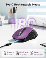 TECKNET Ratón Bluetooth recargable, [USB + BT5.0 + BT3.0] Ratón ina...