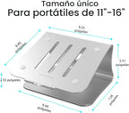 Soporte para portátil de aluminio con ventilación térmica, elevador para MacBook Air/Pro, Dell, HP, Lenovo, Microsoft Surface, Samsung de 11 a 16 pulgadas (color plateado espacial)