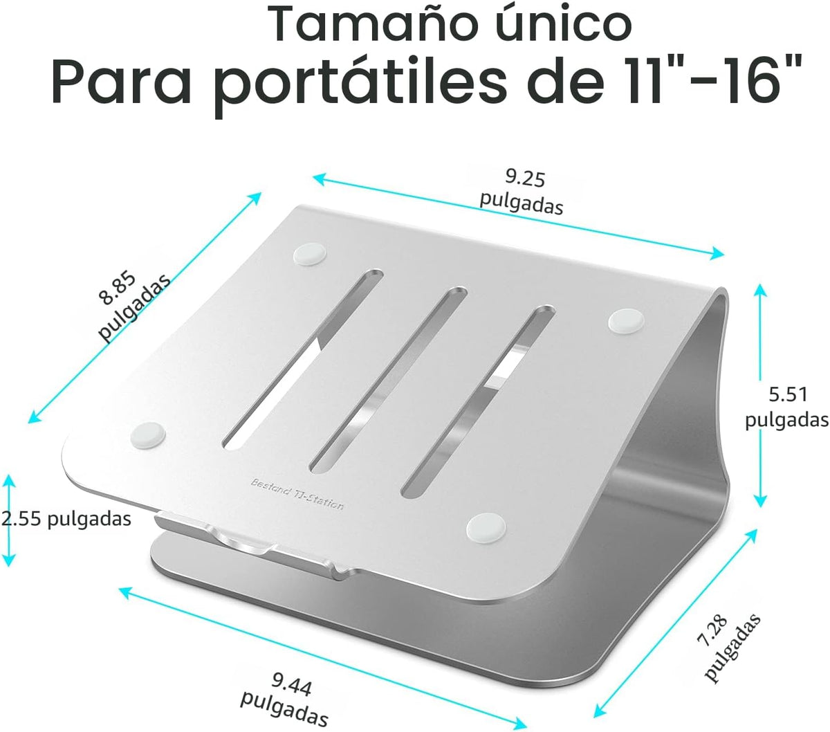 Soporte para portátil de aluminio con ventilación térmica, elevador para MacBook Air/Pro, Dell, HP, Lenovo, Microsoft Surface, Samsung de 11 a 16 pulgadas (color plateado espacial)