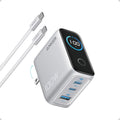 Anker - Cargador USB C de 100 W, cargador de teléfono GaN de 3 puertos con pantalla inteligente