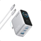 Anker - Cargador USB C de 100 W, cargador de teléfono GaN de 3 puertos con pantalla inteligente