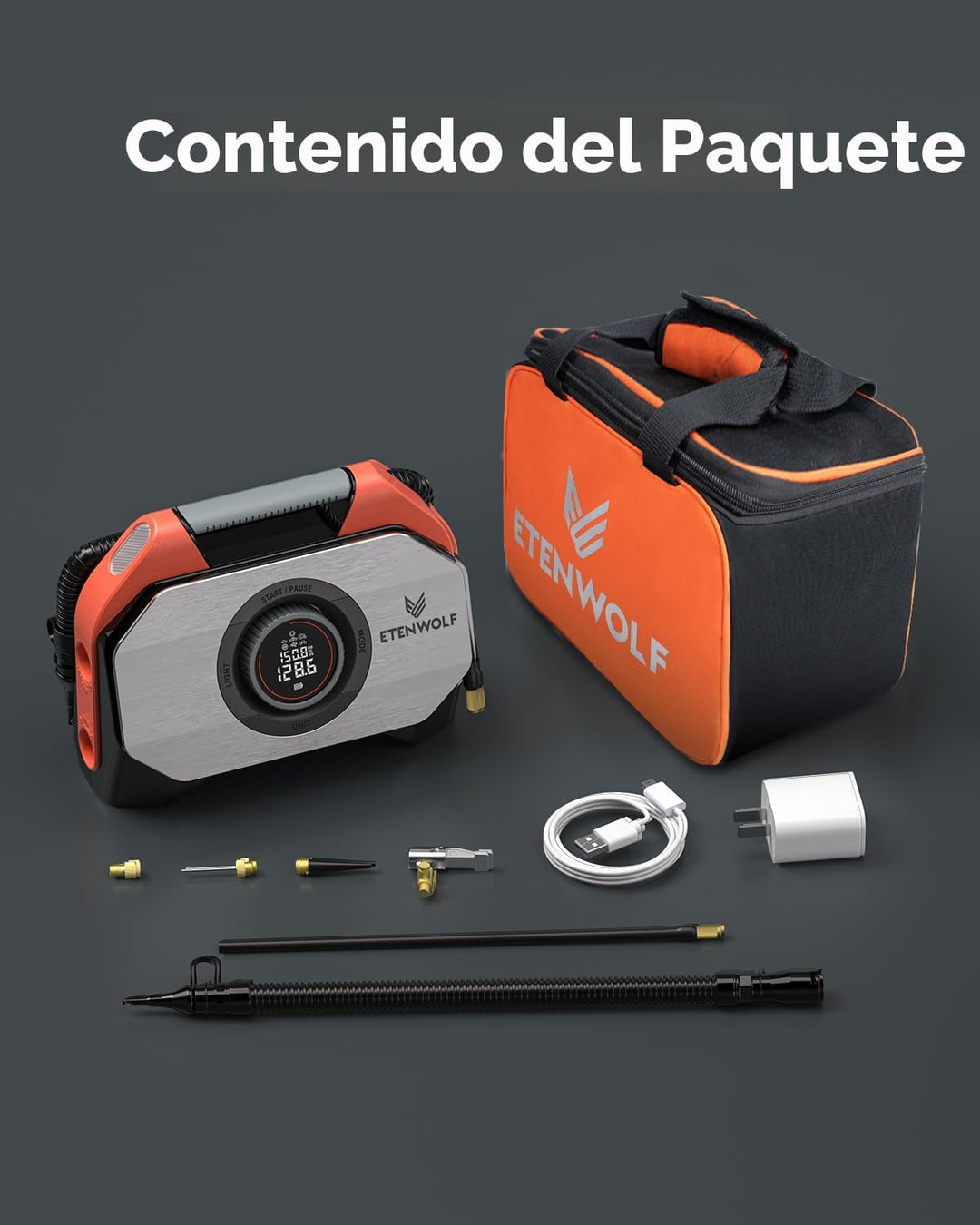 ETENWOLF Vortex S6 - Inflador de neumáticos, compresor de aire port...