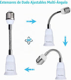 Noonkey Cámara de seguridad de bombilla de 3 MP y extensor de enchufe de luz, cámaras de seguridad WiFi con Alexa, seguimiento humano automático, alarma de detección de zonas de movimiento, visión