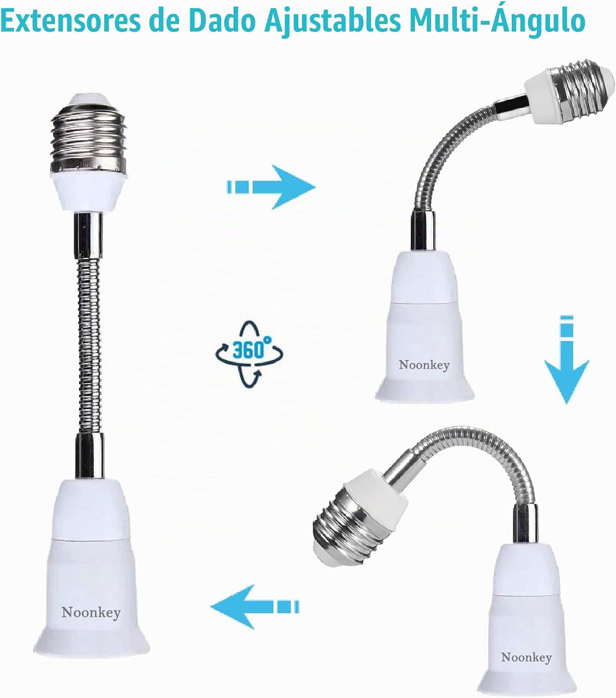Noonkey Cámara de seguridad de bombilla de 3 MP y extensor de enchufe de luz, cámaras de seguridad WiFi con Alexa, seguimiento humano automático, alarma de detección de zonas de movimiento, visión