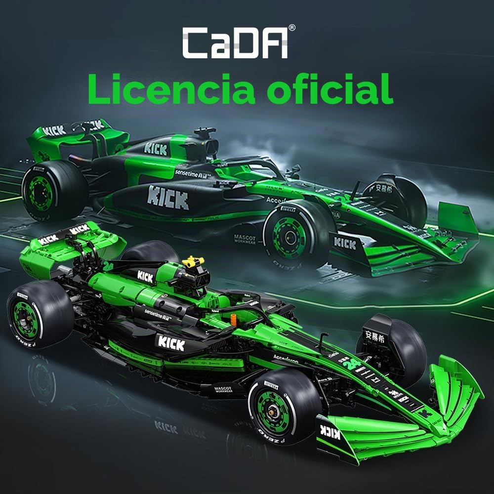 CaDA C64010W Kick Sauber F1 Team C44 Juego de Construcción de Carreras, MOC 1:8 Coche de Bloques de Construcción F1, Modelo de Supercoche del Campeonato de Fórmula 1 para Adultos (2553 piezas)