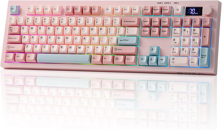 EPOMAKER Aula S102 PRO Membrane Gaming Keyboard with TFT Screen, Vo...