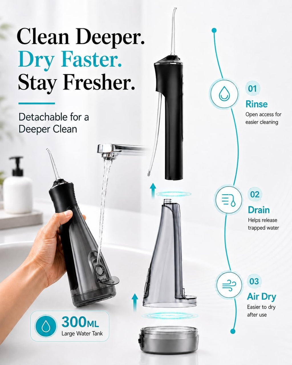 Irrigador dental inalámbrico para los dientes, irrigador oral desmontable