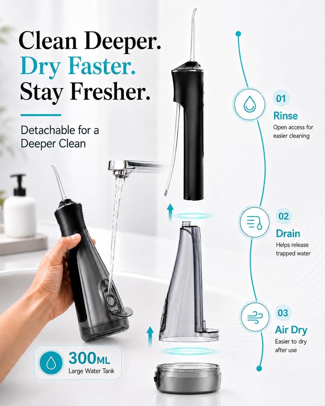 Irrigador dental inalámbrico para los dientes, irrigador oral desmontable