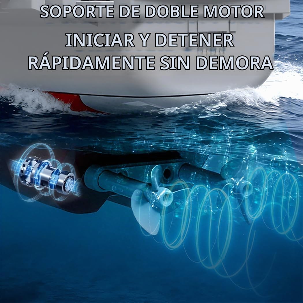 Barco a control remoto de 16 pulgadas para niños, acorazado militar RC de alta velocidad con spray de agua y 2 baterías recargables, juguete de buque de guerra de 15 mph para piscina y lago, modelo de