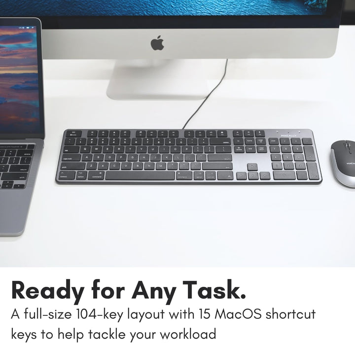 Macally Teclado delgado con cable USB para Mac, compatible con Appl...