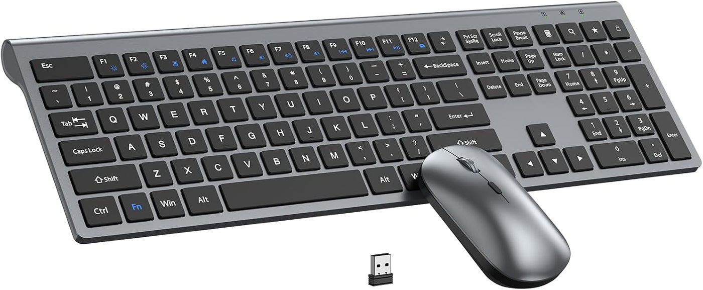 Combo de teclado y mouse inalámbricos, teclado silencioso ultra del...