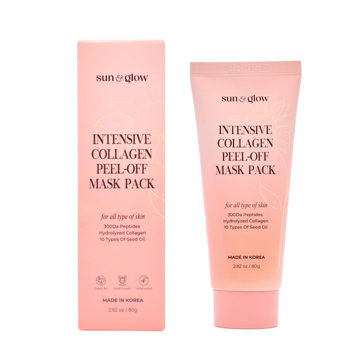 SUN &amp; GLOW Paquete de mascarilla de colágeno intensivo Peel-Off...