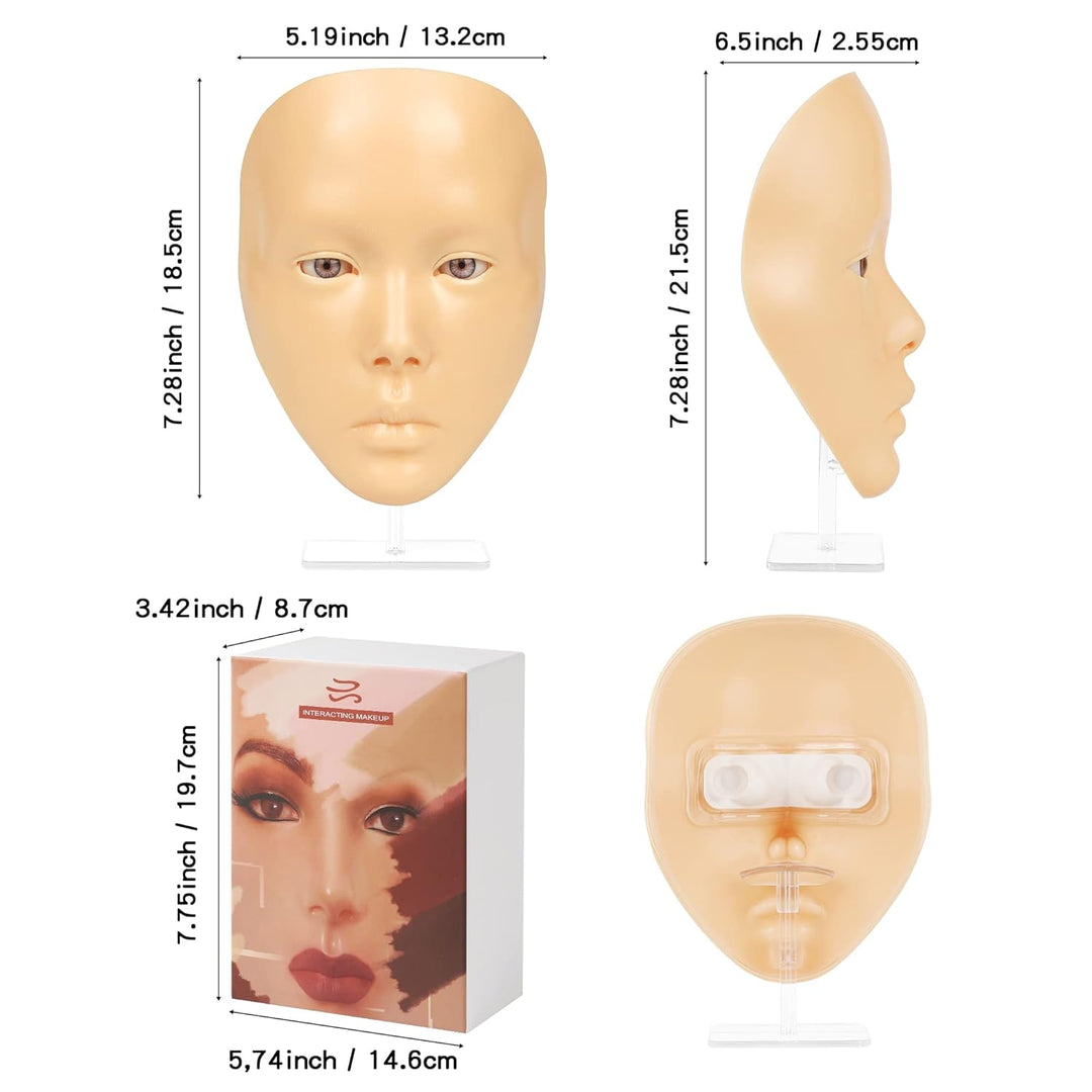 Bueuo Cara de práctica de maquillaje, 5D reutilizable de silicona,...