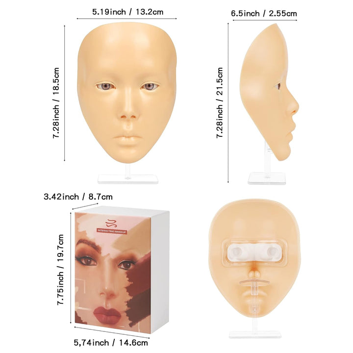 Bueuo Cara de práctica de maquillaje, 5D reutilizable de silicona,...