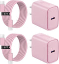 Cargador de carga rápida para iPhone 17, 16, 15, paquete de 2+2 cargadores de pared USB C de 20 W con cable de carga rápida de 6 pies compatible con iPhone 17/17 Air/17 Pro/17 Pro Max/iPhone 16/15