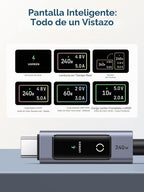 UGREEN Nexode - Cable USB-C a USB-C de 240 W con pantalla inteligente TFT