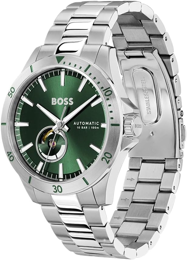 BOSS Troper - Reloj mecánico automático para hombre, acero inoxidable, resistente al agua 10ATM/328.1 ft, elegante y duradero, cuerda automática, regalo para él, 1.693 in