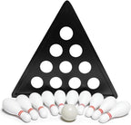 Juego de alfileres de bolos de tejo con 10 pines de bolos de madera dura de alta calidad, bola de boliche triangular Durabel de resina y bolsa de transporte, diversión para juegos de tejo