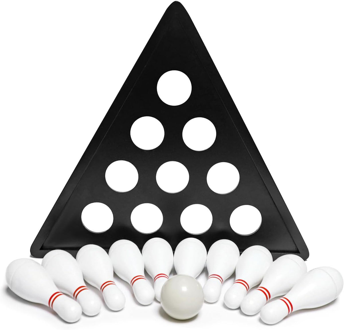 Juego de alfileres de bolos de tejo con 10 pines de bolos de madera dura de alta calidad, bola de boliche triangular Durabel de resina y bolsa de transporte, diversión para juegos de tejo