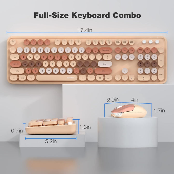 KNOWSQT - Combo de teclado y mouse inalámbrico - Teclados de tamaño...