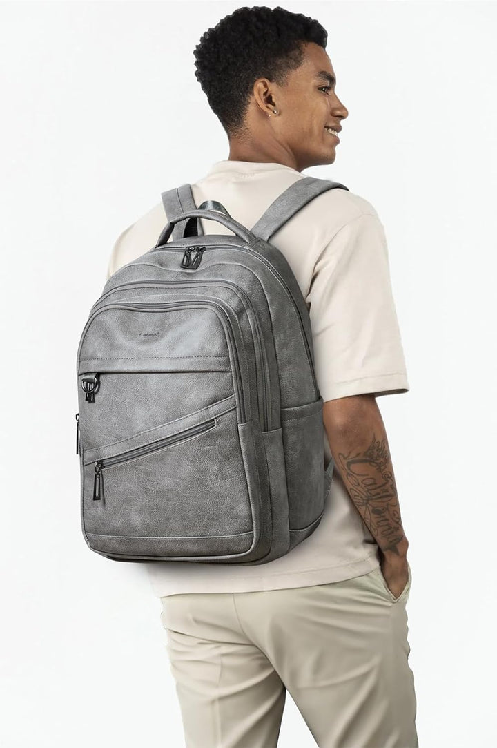 LATMAP Mochila de 43L para mujer: mochila de cuero vegano para lapt...