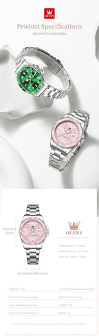 OLEVS Reloj Femenino Clásico de Mujer para Damas Análogo Acero Inoxidable Resistente al Agua Luminosa Día Fecha Dos Tonos de Fácil Lectura en la Muñeca