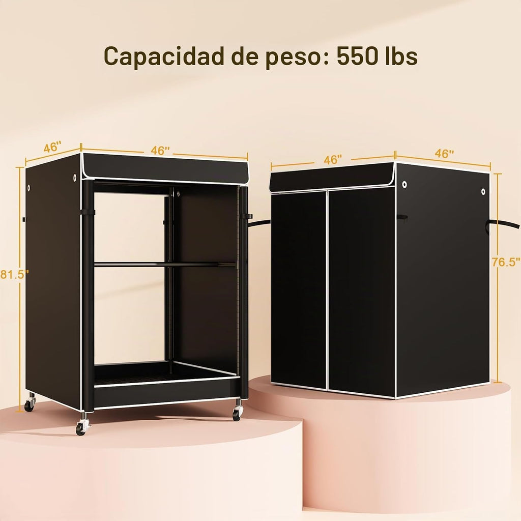 P4C Plus - Perchero enrollable con tapa, estantes de ropa