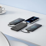 Cargador portátil de 10000 mAh con cables integrados y enchufe de p...