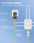 AX3000 Extensor WiFi 6 para exteriores, extensor de señal WiFi para exteriores, punto de acceso Gigabit inalámbrico, IP65, resistente a la intemperie, fuente de alimentación PoE, para Starlink, cámara