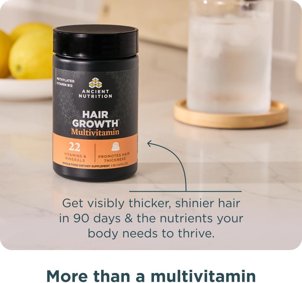 Ancient Nutrition Multivitamínico para el crecimiento del cabello \...