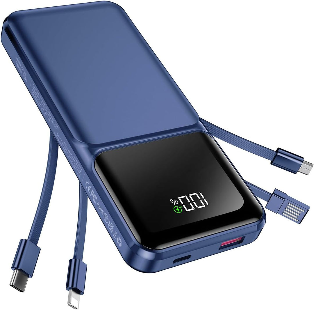 Cargador portátil con cable integrado \u2013 Banco de energía de 20...