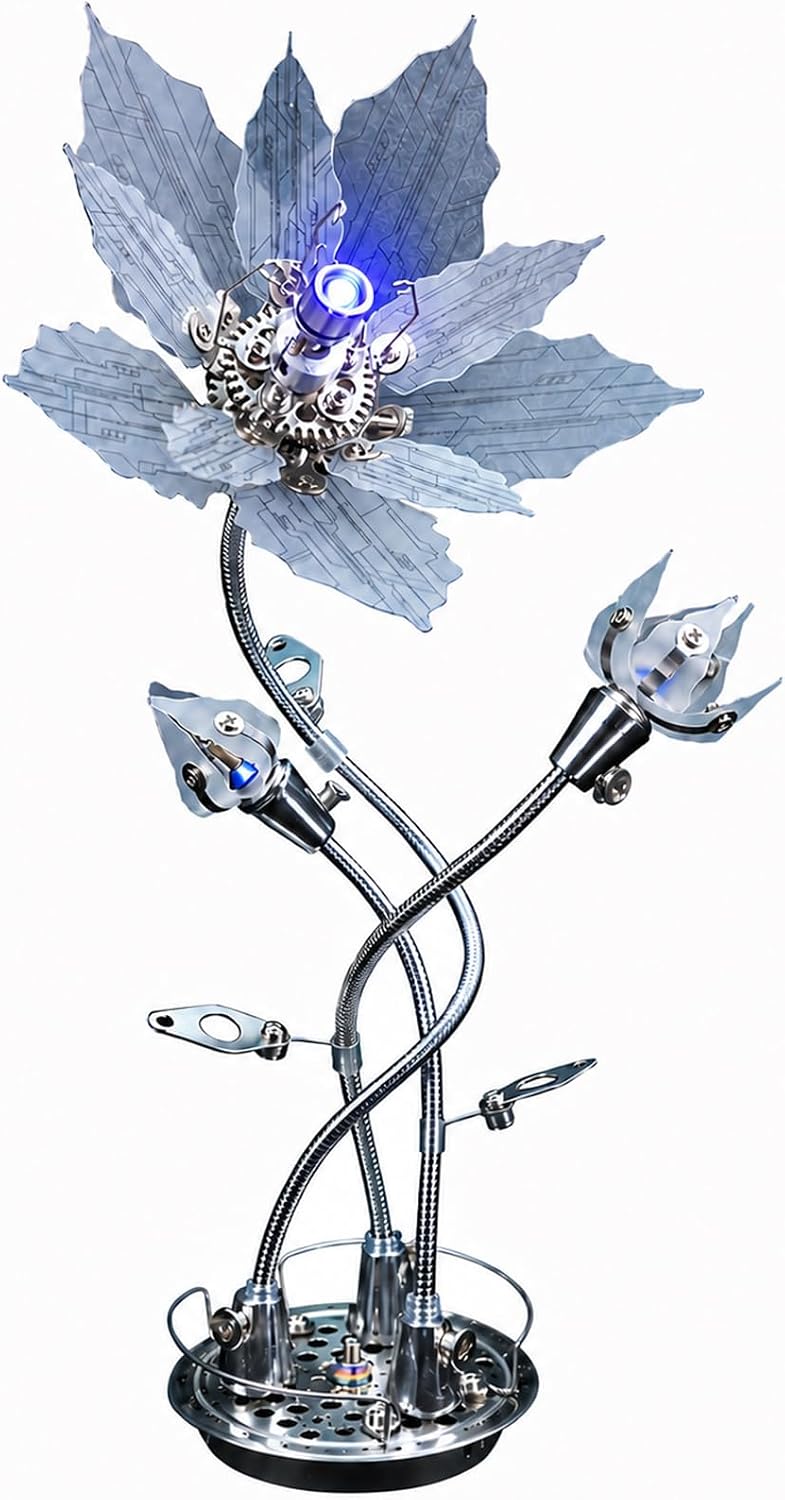 Kit de rompecabezas de flores 3D, rompecabezas de metal 3D para adultos, modelo mecánico 3D, rompecabezas de rompecabezas de bricolaje para aliviar el estrés para adolescentes y adultos