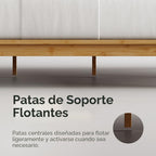 Nectar Base de cama y cabecera de plataforma de bambú, natural, individual, patas de soporte central flotantes, altura de 12 pulgadas, fácil de instalar sin herramientas, contemporáneo, listones de