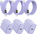 iPhone 18 17 16 15 Cargador Carga Rápida 3Pack Cargador USB C Type C