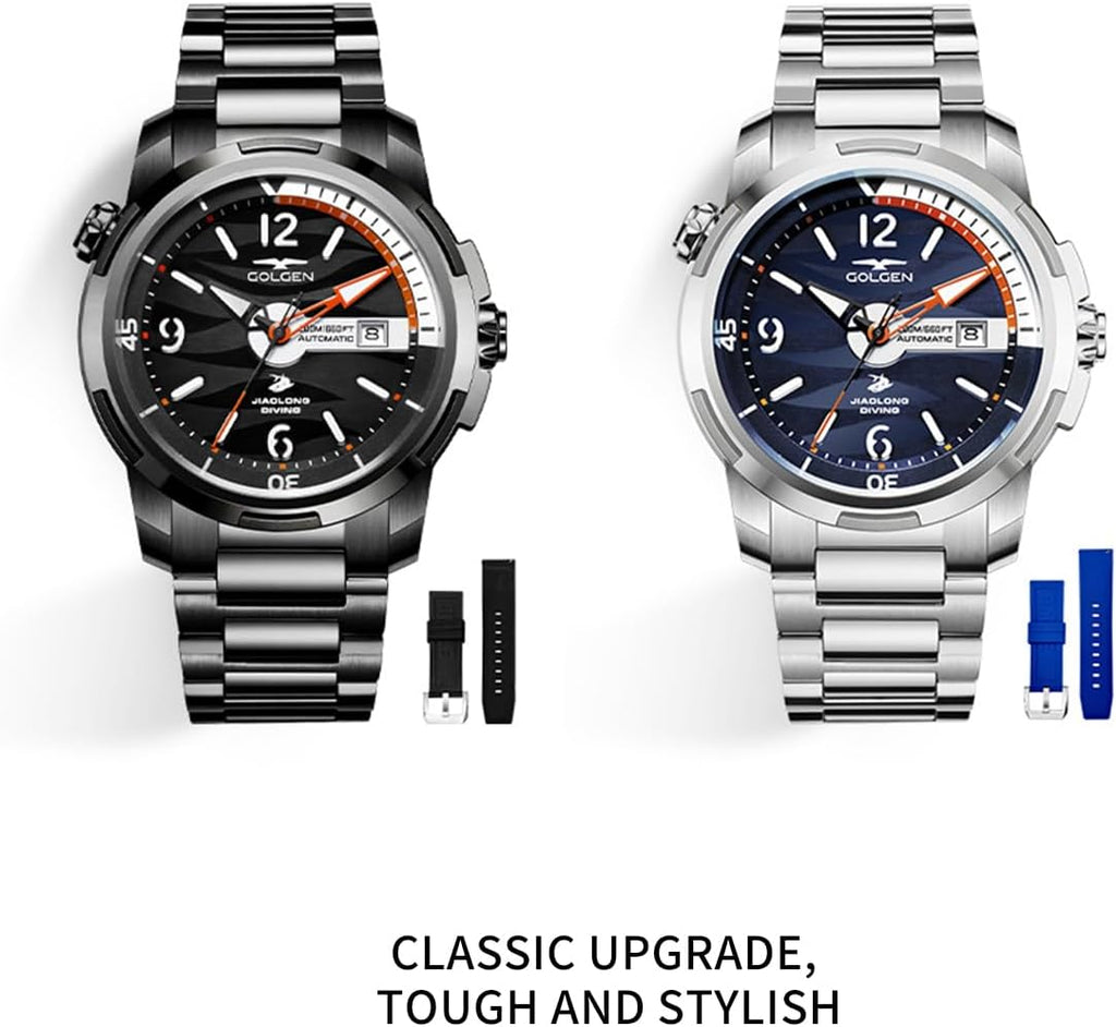 200M - Reloj de pulsera impermeable para hombre, reloj suizo luminoso de cristal de zafiro sintético con movimiento de alta frecuencia importado y acero inoxidable 316L, reloj de visualización
