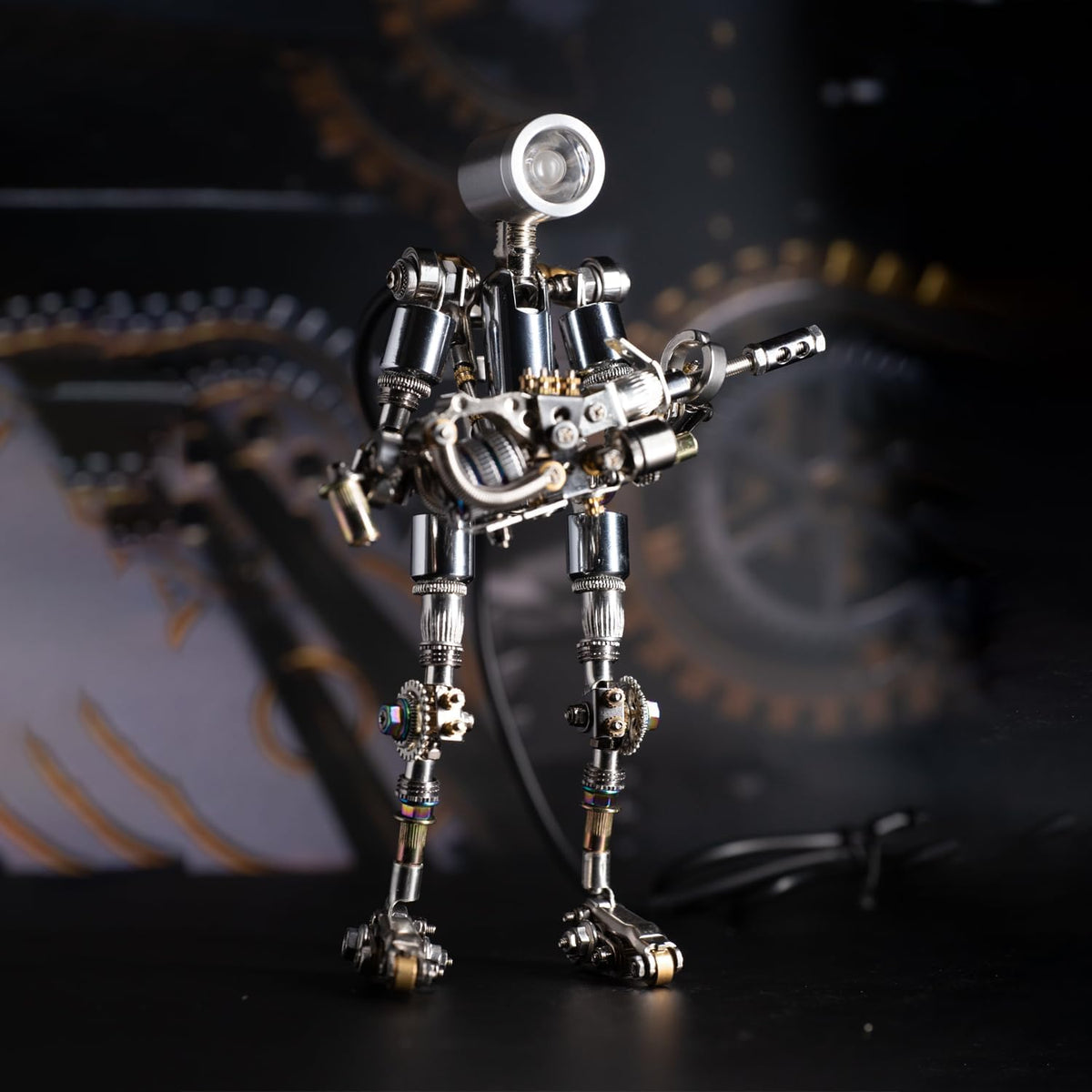 Mostarle Terminator M Rompecabezas de Metal 3D, Kit de Modelo de Robot Mecánico Arcynix DIY, Diseño de Ciencia Ficción con Característica de Luz LED, Regalo Único para Adultos y Adolescentes (Púrpura)