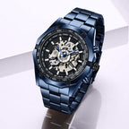 Tiong Hombre Reloj Mecánico Automático Esqueleto de Acero Inoxidable