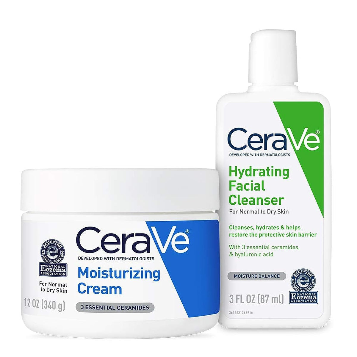 CeraVe Crema Hidratante y Limpiador Facial Hidratante, Combo de Pru...