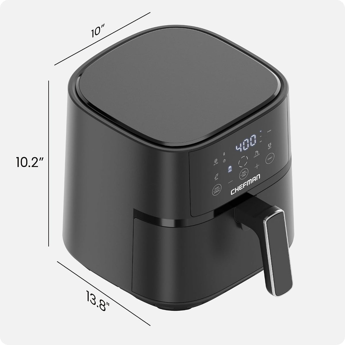 Chefman Freidora de aire – Freidora de aire compacta de 4 cuartos de galón para comidas rápidas y fáciles en minutos, cuenta con tecnología Hi-Fry para controles de pantalla táctil extra crujientes con 4 ajustes preestablecidos, cesta antiadherente y apta