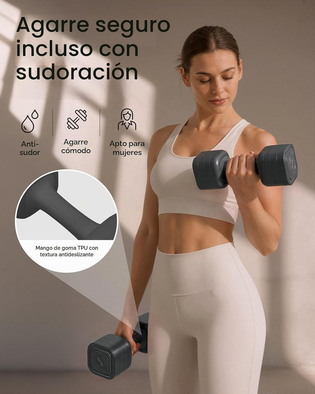 YOTTOY Juego de mancuernas 4 en 1, juego de mancuernas ajustables para