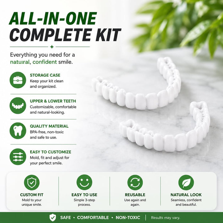 2 pares de carillas de dientes para mujeres y hombres, kit de reemp...