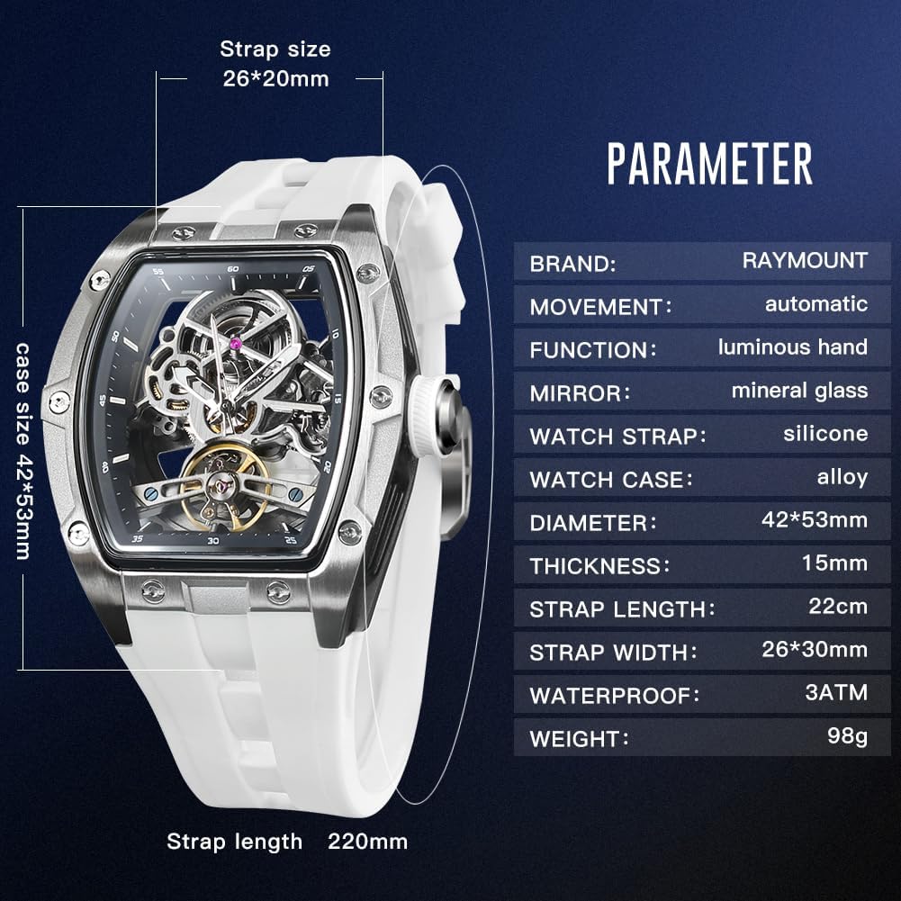FORSINING Reloj automático para hombre con movimiento mecánico, esfera de esqueleto