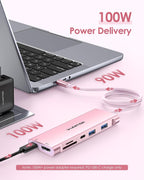 LENTION Hub USB C de cable de 3.3 pies de largo, 4K @60Hz, 100 W PD